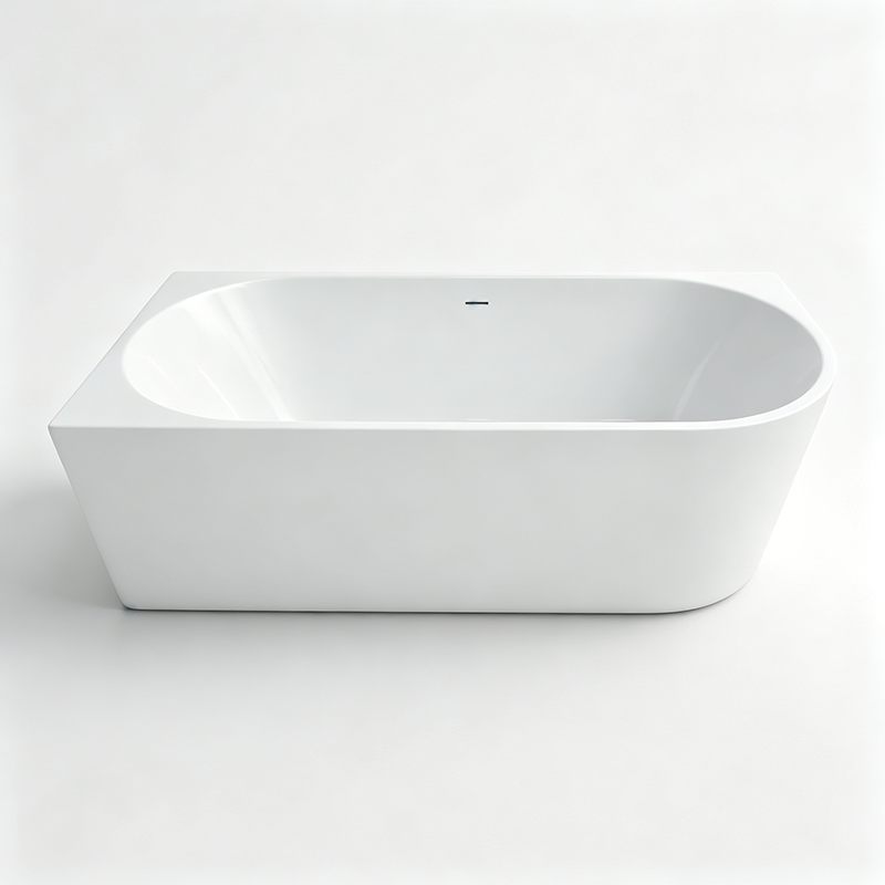 Modern Freestanding Wall side Bahtub | White Acrylic Soaking Tub