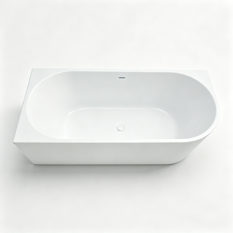 Modern Freestanding Wall side Bahtub | White Acrylic Soaking Tub
